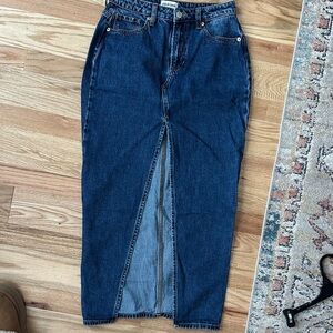 Women's Dark Blue Denim Maxi Skirt